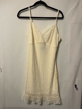 Lace Slip Mini Dress in Cream - Women's Spaghetti Strap